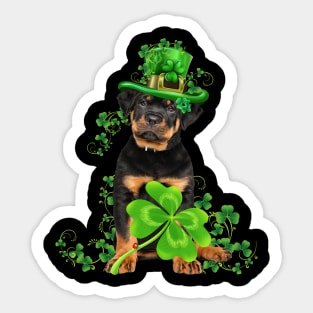 Lucky Rottweiler Shamrock St Patrick's Day Sticker